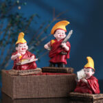 Buddha Stones Hand Painted Tibetan Lama Figures Carved Creative Home Office Car Decoration Ornament Desk Decoration BS 12