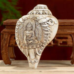Buddha Stones Tibetan Handmade Engraved Shankha Buddha Avalokitesvara Conch Shell Wealth Decoration Decorations BS main
