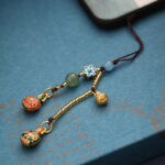 Buddha Stones Gold Swallowing Beast Family Luck Key Chain Key Chain BS 1