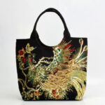Buddha Stones Peacock Double-sided Embroidery Tote Bag Shoulder Bag Crossbody Bag Bag BS Black Peacock Simple Tote Bag