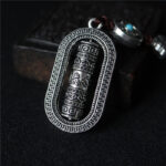 Buddha Stones Tibet Om Mani Padme Hum Prayer Wheel Peace Rotatable Car Hanging Decoration Car Hanging Decoration BS 7