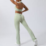Buddha Stones 2Pcs Workout Sleeveless Backless Top Shorts Flared Pants Sports Fitness Yoga Outfit Set 2-Piece Outfit BS 20