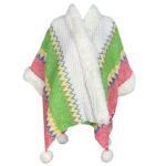 Buddha Stones Tibetan Multicolored Striped Shawl Winter Cozy Travel Scarf Wrap Tibetan Shawl BS White Green Pink