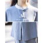 Buddha Stones 2Pcs Frog-Button Long Sleeve Shirt Top Pants Meditation Zen Tai Chi Cotton Linen Clothing Women's Set Women's Meditation Cloth BS 10
