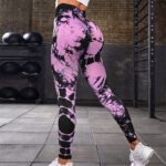 Buddha Stones Tie Dye Print Pants Sports Fitness Yoga High Waist Leggings Women's Yoga Pants Leggings BS Purple L(Waist 65cm/Hips 82cm/Length 84cm)