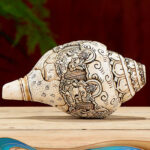Buddha Stones Tibetan Handmade Engraved Shankha Buddha Avalokitesvara Conch Shell Wealth Decoration Decorations BS 21