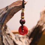 Buddha Stones Natural Cinnabar PiXiu Peace Buckle Blessing Car Key Chain Key Chain BS PiXiu(Wealth♥Luck)