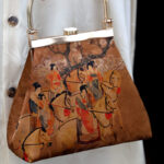 Buddha Stones Painting of Lady of Guoguo on a Spring Outing Metal Handle Handbag Handbags BS 12