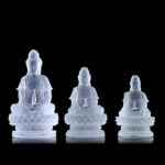 Buddha Stones Kwan Yin Avalokitesvara Handmade Figurine Liuli Crystal Art Piece Wealth Statue Home Offering Decoration Decorations BS 12