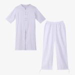 Buddha Stones 2Pcs Half Sleeve Shirt Top Pants Meditation Zen Tai Chi Linen Clothing Women's Set Women's Meditation Cloth BS 7