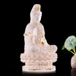 Buddha Stones Kwan Yin Avalokitesvara Handmade Figurine Liuli Crystal Art Piece Wealth Statue Home Offering Decoration Decorations BS 1