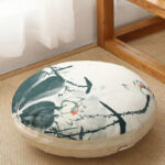 Buddha Stones Lotus Simple Pattern Linen Meditation Seat Cushion Home Living Room Decoration Decorations buddhastoneshop Detachable 40cm*10cm Linen