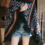 Buddha Stones Tibetan Shawl Striped Knitted Tassels Pullover Winter Cozy Travel Scarf Wrap Tibetan Shawl BS 6
