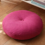 Buddha Stones Lotus Simple Pattern Linen Meditation Seat Cushion Home Living Room Decoration Decorations buddhastoneshop Detachable 40cm*10cm HotPink