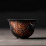 Buddha Stones Lotus Leaf Flower Landscape Dragon Bamboo Ceramic Teacup Kung Fu Tea Cup Bowl Cup BS Bamboo 5cm*5cm*100ml