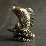 Buddha Stones Handmade Small Koi Fish Copper Wealth Home Decoration