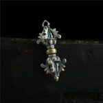 Buddha Stones 925 Sterling Silver Om Mani Padme Hum Dorje Vajra Engraved Strength Pendant Hanging Decoration Dorje BS 2