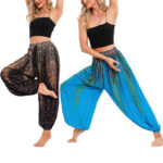 Buddha Stones Peacock Feather Pattern Loose Harem Trousers Women's Yoga Pants Women's Harem Pants BS main