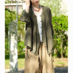 Buddha Stones Solid Color Ramie Linen Loose Blouse Long Sleeve Shirt Chinese Hanfu Top Long Sleeve Shirt BS 14