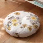 Buddha Stones Lotus Simple Pattern Linen Meditation Seat Cushion Home Living Room Decoration Decorations buddhastoneshop Detachable 40cm*10cm MintCream