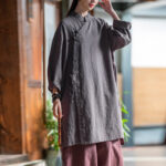Buddha Stones Vintage Cotton Linen Blouse Women Long Sleeve Shirt Chinese Hanfu Top Long Sleeve Shirt BS 9