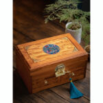 Buddha Stones Antique Handmade Rosewood Jewelry Storage Box Lockable Large Double Layer Flower Wooden Gift Organizer Box Jewelry Storage Box BS 16