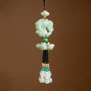 Buddha Stones FengShui Jade PiXiu Blessing Car Pendant Decoration Decoration BS Cyan Jade