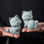 Buddha Stones Small Cat Home Tea Pet Figurine Desk Decoration Decorations BS 10