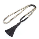 108 Mala Beads Zebra Jasper Frosted Stone Protection Tassel Bracelet (Extra 30% Off | USE CODE: FS30) Mala Bracelet BS Necklace