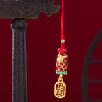 Buddha Stones Koi Fish Cinnabar Attracting Wealth Wish Ruyi Charm Luck Phone Hanging Decoration Phone Hanging Decoration BS 3
