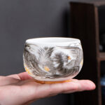 Buddha Stones Phoenix White Porcelain Ceramic Teacup Kung Fu Tea Cup 185ml With Gift Box Cup BS 5