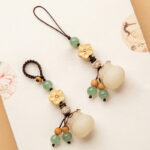 Buddha Stones Natural Bodhi Seed Money Bag Flower Blessing Prosperity Keychain Key Chain BS 1