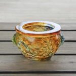 Buddha Stones Handmade Liuli Crystal Treasure Bowl Art Piece Home Decoration Decorations BS 5