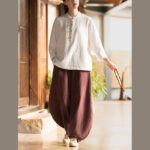 Buddha Stones Solid Color Loose Button Blouse Long Sleeve Shirt Top Long Sleeve Shirt BS 11