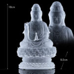 Buddha Stones Kwan Yin Avalokitesvara Handmade Figurine Liuli Crystal Art Piece Wealth Statue Home Offering Decoration Decorations BS 18cm White