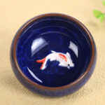 Buddha Stones Cute Koi Fish Ceramic Teacup Kung Fu Tea Cup Bowl 45ml Cup BS Dark Blue Koi Fish 6.1cm*3cm*45ml