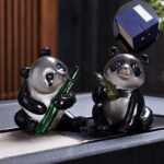 Buddha Stones Color Changing Small Cute Panda Bamboo Tea Pet Resin Home Figurine Decoration Decorations BS 2Pcs(Panda Bamboo&Panda Gift Box)