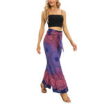 Buddha Stones Bohemian Compass Flower Print Lace-up Wide Leg Pants Women's Yoga Pants Women's Wide Leg Pants BS 11