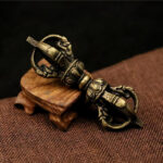 Buddha Stones Handmade Nepal Five Prong Three Prong Vajra Dorje Strength Copper Decoration Dorje BS Bronze Five Prong Vajra Dorje-11cm