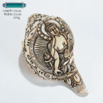 Buddha Stones Tibetan Handmade Engraved Shankha Buddha Avalokitesvara Conch Shell Wealth Decoration Decorations BS Medicine Buddha 18*11cm