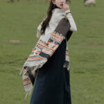 Buddha Stones Tibetan Shawl Colorful Geometry Winter Cozy Travel Scarf Wrap Tibetan Shawl BS 6