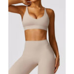 Buddha Stones Gym Sports Yoga Backless Bra Crop Tank Top Breathable Shorts 2-Piece Outfit BS 17