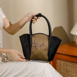 Buddha Stones Gold Bamboo Print Vintage Crossbody Bag Handbag Crossbody Bag&Handbags BS Gold Bamboo 31*11*18cm