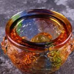 Buddha Stones Handmade Liuli Crystal Treasure Bowl Art Piece Home Decoration Decorations BS 13