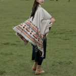 Buddha Stones Tibetan Shawl Colorful Geometry Winter Cozy Travel Scarf Wrap Tibetan Shawl BS 7