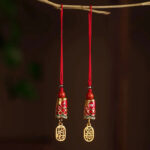 Buddha Stones Koi Fish Cinnabar Attracting Wealth Wish Ruyi Charm Luck Phone Hanging Decoration Phone Hanging Decoration BS 1
