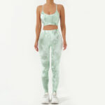 Buddha Stones 2Pcs Camo Print Backless Criss-Cross Strap Top Bra Shorts Leggings Pants Fitness Yoga Outfit Set 2-Piece Outfit BS Green 2Pcs(Top&Pants) L