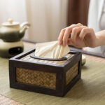 Buddha Stones Handmade Bamboo Woven Wood Tissue Box Wooden Tissue Holder Wipes Boxes Decoration Decorations BS 8