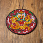 Buddha Stones Dragon Embroidery Cup Mat Pad Tea Cup Coaster Kung Fu Tea Mat Tea Mat BS Dark Red Dragon