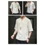 Buddha Stones Frog-Button Phoenix Embroidery Chinese Tang Suit Short Sleeve Shirt Cotton Linen Men Clothing Men's Shirts BS 9